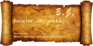 Bergler Jávorka névjegykártya